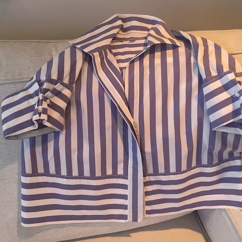 Banana Republic Blue and White Striped Shirt Size XS
